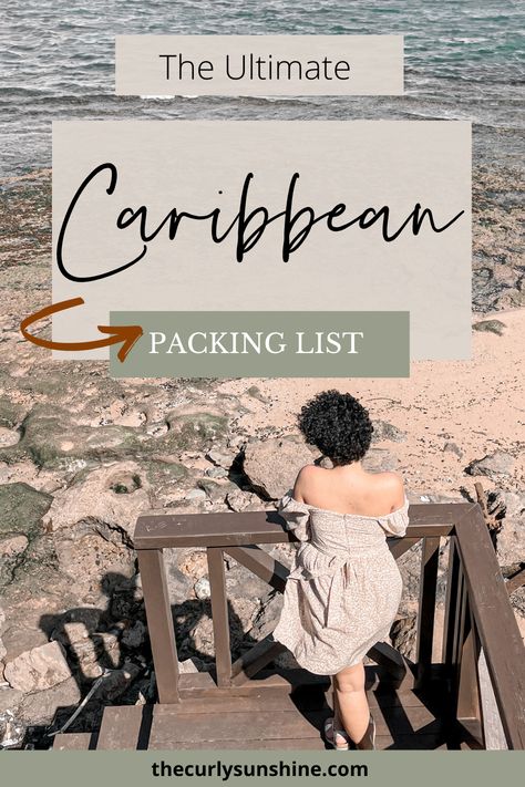 Girl in the beach and a text that says: The Ultimate Caribbean Packing List Caribbean Fashion Women, Island Packing List, Caribbean Packing List, Caribbean Cruise Packing List, Caribbean Cruise Outfits, Carribean Vacation Outfits, Cruise Packing List Caribbean, Caribbean Cruise Packing, Carribean Vacation