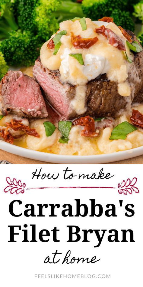 Copycat Carrabba's Filet Bryan Recipe - Feels Like Home™ Carabbas Chicken Bryan Recipe, Carrabbas Recipes Copycat, Carrabba's Chicken Bryan Recipe, Chicken Bryan Recipe, Carabbas Recipes, Grilled Filet Mignon, Carrabbas Recipes, Chicken Bryan, Tomatoes And Goat Cheese