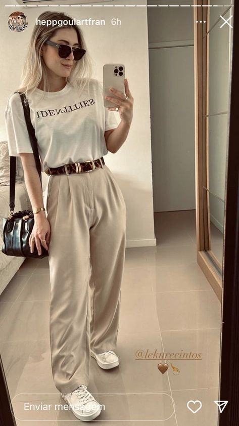 Classy Comfy Outfits Summer, Look Casual Chique, Tailored Pants Outfit, Estilo Clean, Look Office, Look Casual Chic, Chique Outfits, Easy Chic, Casual Day Outfits