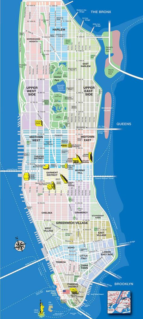 Manhattan Neighborhoods, Ny Map, Manhattan Map, Nyc Map, New York City Vacation, Voyage New York, New York Vacation, New York City Map, New York City Manhattan