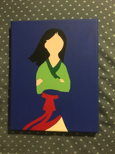 Minimalist Mulan canvas art Mulan Canvas Paintings, Mulan Paintings Easy, Mulan Painting Canvas, Simple Disney Paintings, Mulan Painting, Art Diy Ideas, Canvas Art Diy, Disney Canvas Paintings, Minimalist Canvas Art