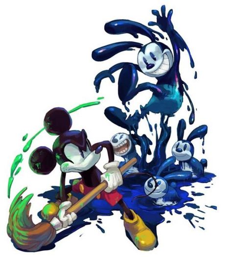 Mickey Mouse and Oswald the Lucky Rabbit Disney Epic Mickey, Epic Mickey 2, Miki Fare, Epic Mickey, Kingdom Hearts Art, Oswald The Lucky Rabbit, Mickey Mouse Art, Mickey Mouse Cartoon, Lucky Rabbit