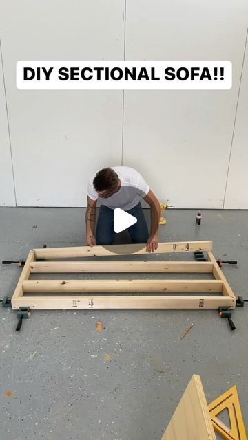 Diy Couch Base, Homemade Couch Diy, Build Your Own Sectional Sofa, Build Your Own Couch Living Room, Diy Corner Couch, Building A Couch Diy, Couch Building Plans, Homemade Sofa Couch, Build Couch Diy