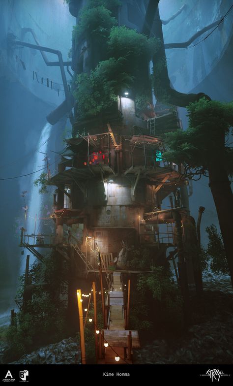 The art Of Stray - 200+ Concept Art Stray Art, Adventure Video, Art Content, Set Dressing, Art Process, Peaceful Place, Game Environment, Kitty Games, Game Background