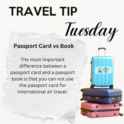 🌍 Welcome to Travel Tip Tuesday! ✈️ Every week, we're here to arm you with insider knowledge, packing hacks, and destination advice to elevate your adventures! Stay tuned for expert tips and tricks to make your journeys unforgettable! #PackYourBagsAndCarryOn #TravelTipTuesday #AdventureAwaits 🎒🗺️ Tuesday Travel Tip, Travel Tips Tuesday, Travel Tips And Tricks Hacks, Travel Tip Tuesday, Travel Tips Packing, Travel Life Hacks, Passport Card, Packing Hacks, Travel Advisor