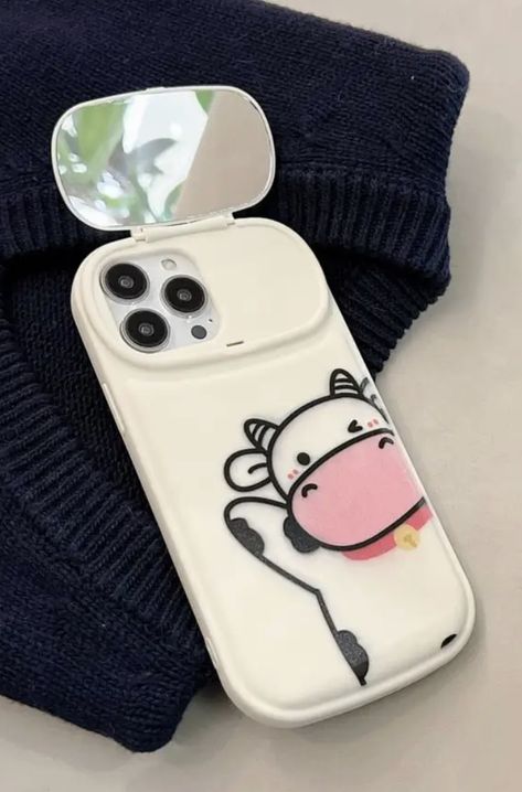 Cute Trendy cow mirror with high appearance Phone Case For iphone14 13 12 11 Pro Max Kawaii, Cow Phone Case, Birthday 17, Nice Accessories, Creative Iphone Case, Phone Decor, Animal Phone Cases, Iphone Cases Cute, Pretty Iphone Cases
