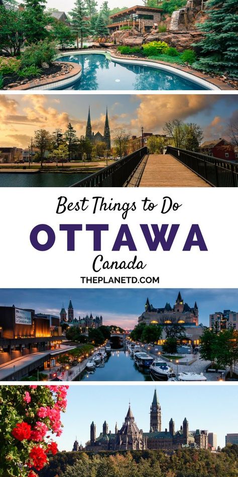 32 things to do in Ottawa. Travel to Canada's capital city in the summer for a biplane flight, explore the Winterlude festival during the winter or the Tulip Festival in the Spring, go Shopping at Byward Market, and dive into the food scene in downtown at one of the many restaurants. Ottawa's diverse culture and stunning nature makes it one of the most beautiful places in Canada. | Blog by the Planet D #Ottawa #Canada #Travel #TravelTips #TravelGuide #BucketList #Wanderlust What To Do In Ottawa Canada, Things To Do In Ottawa Canada, What To Do In Canada, Ottawa Canada Things To Do, Canada In Summer, Beautiful Places In Canada, Things To Do In Ottawa, Places In Canada, Ottawa Travel