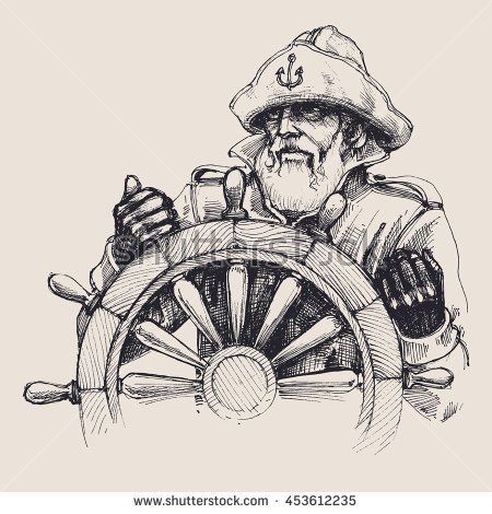 Portrait of a sailor vector drawing Sailor Tattoos, Typographie Inspiration, Sailor Tattoo, Boat Paint, Pirate Tattoo, Boat Drawing, Face Icon, Vector Portrait, 문신 디자인