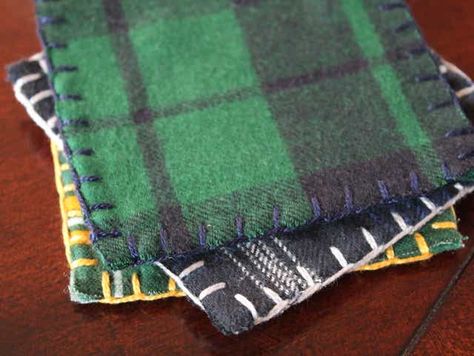 Couture, Patchwork, Flannel Coasters, Weaving Towels, Free Crochet Coaster Patterns, Tartan Crafts, Crochet Coaster Patterns, Coaster Embroidery, Crochet Cup Coaster