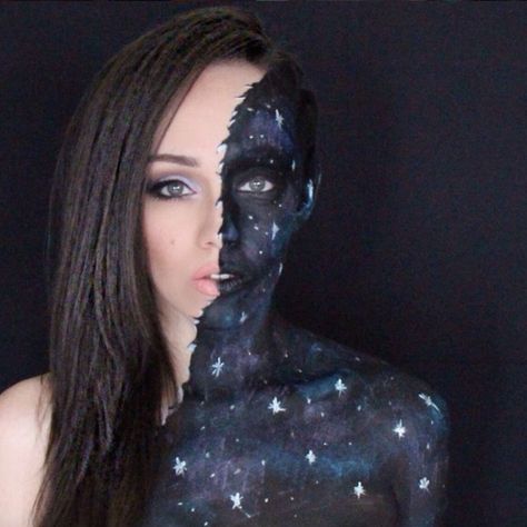 Out Of This World Bodypainting, Intergalactic Makeup, Face Awards, Galaxy Makeup, Halloween Makeup Ideas, Cray Cray, Halloween Party Diy, Art Makeup, Into The Night