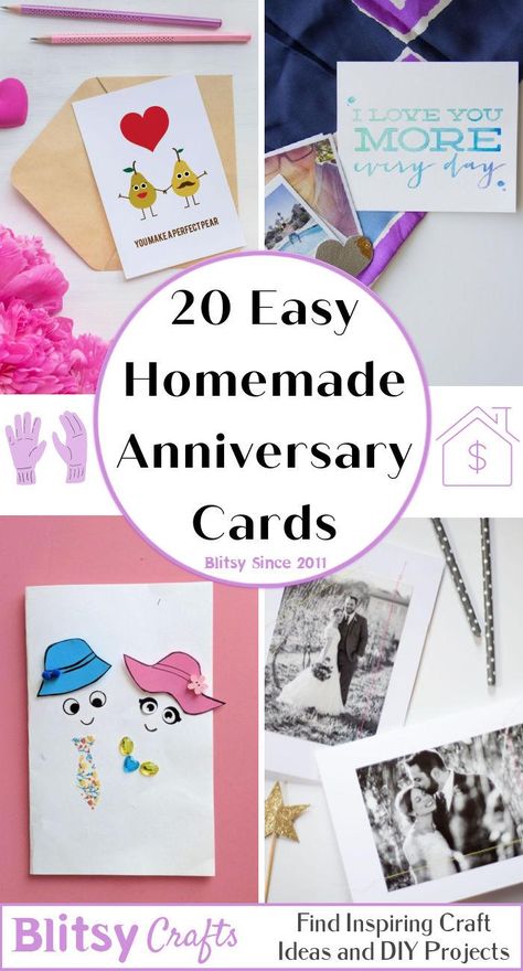 20 Homemade DIY Anniversary Cards Ideas - Blitsy Anniversary Cards To Make Simple, Homemade Cards For Anniversary, One Year Anniversary Homemade Card, 8 Year Anniversary Card Ideas, Anniversary Cards Handmade Funny, Anniversary Cards For Couple Handmade, Anniversary Cards For Husband Diy, Anniversary Card For Husband Diy, Easy Diy Anniversary Cards