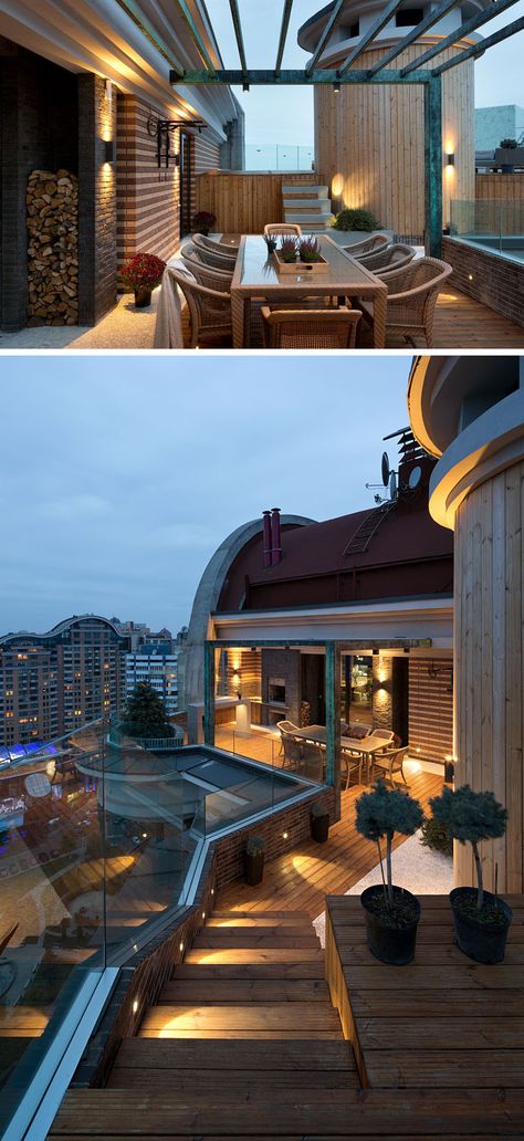 Penthouse Apartment Terraces, Penthouse Terrace Ideas, Terrace Pergola, Penthouse Terrace, Modern Terrace, Terrace Ideas, Contemporary Stairs, Contemporary Staircase, Outdoor Space Design