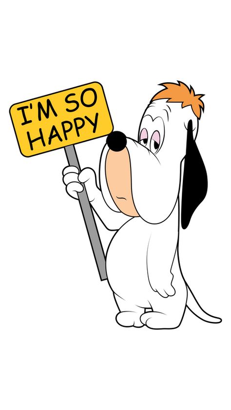 This adorable white dog with an uninspired face is called Droopy and he loves to walk with a sign that says I'm So Happy. The funny cartoon sticker with Droopy I'm So Happy!. Looney Tunes Wallpaper, Old Cartoon Characters, Cartoon Caracters, Funny Cartoon Characters, School Cartoon, Old School Cartoons, Happy Stickers, Cartoon Character Pictures, Classic Cartoon Characters