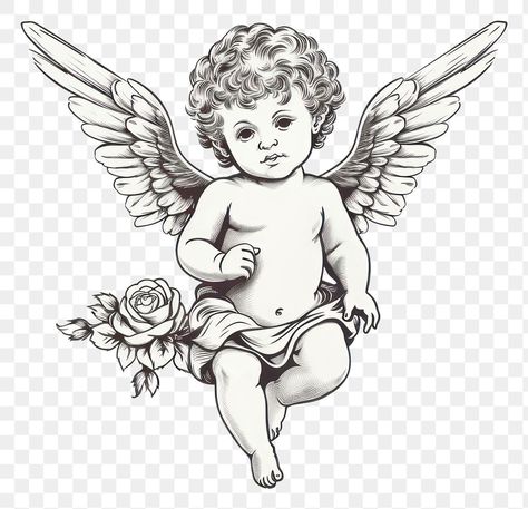 Drawing sketch angel cupid. AI generated Image by rawpixel. | premium image by rawpixel.com / Sasikarn Kongsricharoen Cupid Outline, Cherub Outline, Baby Angel Drawing, Angels Drawing Beautiful, Cupid Sketch, Angel Drawing Sketches, Angels Drawing, Sketch Angel, Angel Baby Drawing