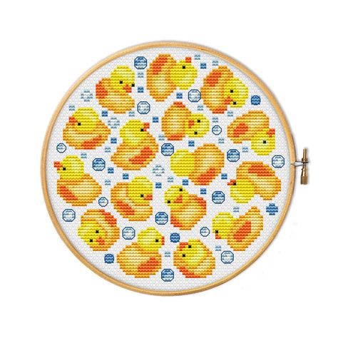 Ducks - cross stitch pattern - Inspire Uplift Patchwork, Pokemon Cross Stitch, Rubber Ducks, Cross Stitch Bird, Pixel Pattern, Cute Cross Stitch, Crochet Cross, Cross Stitch Samplers, Simple Cross Stitch