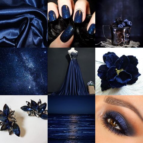 Dark Blue Accessories Aesthetic, Navy Blue Glitter Dresses, Navy Blue Princess Aesthetic, Midnight Blue Vs Navy Blue, Bluish Black Aesthetic, Midnight Blue Jewelry, Royalty Blue Aesthetic, Dark Blue Masquerade Dress, Midnight Blue Fabric