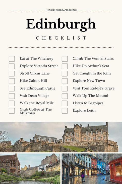 Visiting Edinburgh? Don't forget to check these activities off your list! Edinburgh 2 Day Itinerary, Edinburgh Scotland Castle, 3 Days In Edinburgh, Edinburgh To Do, Things To Do Edinburgh, Trip To Edinburgh, Best Things To Do In Edinburgh, Edinburgh Checklist, Edinburgh Places To Visit