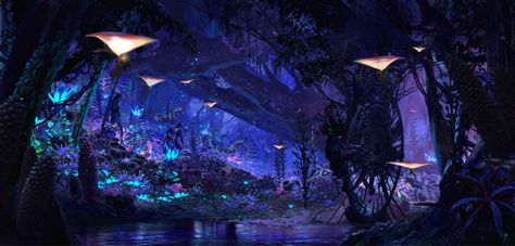 From Avatar - Pandora at night - glowing nature, everything feels alive Disney Animal Kingdom, Avatar Land, Avatar Theme, Avatar Film, Disney Reveal, Avatar Films, Disney Imagineering, Pandora Avatar, Avatar Movie