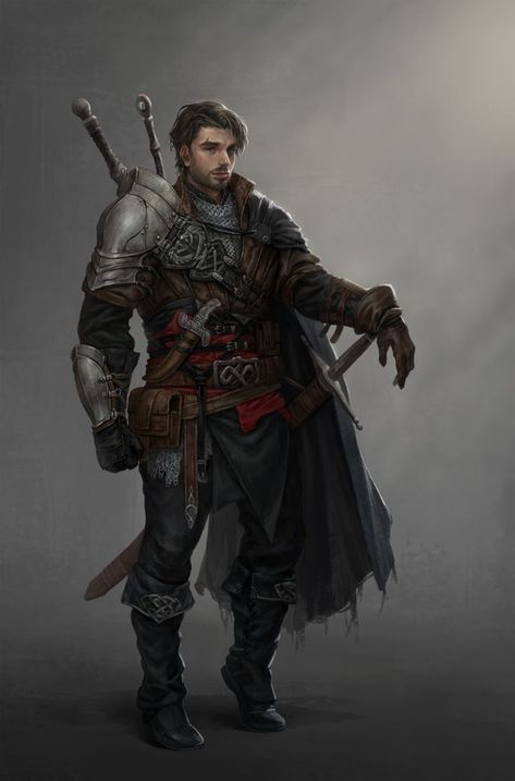 Human Fighter Dnd Male, Fantasy Guard, Rpg Warrior, Fighter Dnd, Pathfinder Rpg Characters, Medieval Fantasy Clothing, Fantasy Fighter, Dungeons And Dragons Classes, Paintings And Drawings