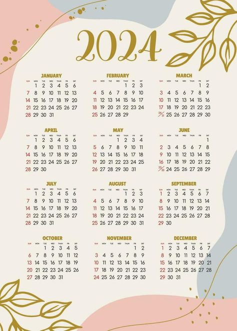 2024 Cute Calendar, 2024 Calendar Wallpaper, Calander 2024 Design Printable, 2024 Calendar Cute, Cute Calendar 2024, 2024 Planner Ideas, Calendar 2024 Free Printable, Titik Koma, 2024 Calendar Printable Free