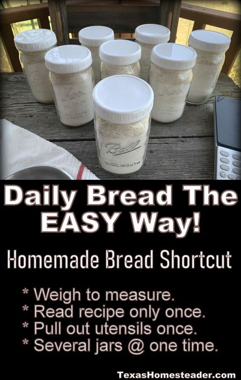 Shortcut For Making Homemade Bread FAST! ~ Texas Homesteader ~ How To Store Homemade Bread, Simple Homemade Bread, Pantry Mixes, Homestead Hacks, Bread Machine Mixes, Homesteading Inspiration, Make Homemade Bread, Baking Hacks, Bake Bread