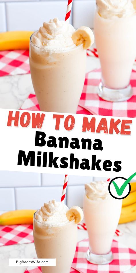 Banana Milkshake Without Ice Cream, Milkshake Without Ice Cream, Ice Cream Drinks, Smoothie Ideas, Milkshake Recipe, Drink Recipes Nonalcoholic, Banana Milkshake, Festive Cocktails, Comfort Food Southern