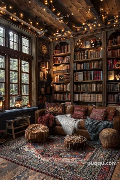 Dream Library Cozy Reading Room, Cozy Library Room Ideas, Home Library Aesthetic, Elegant Library, Libraries In Houses, Library Tables, Library Vibes, In Home Library, Salons Cottage