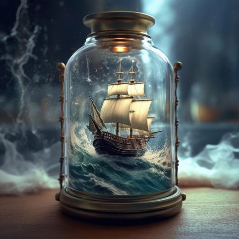 Photo a ship in a jar with a glass dome ... | Premium Photo #Freepik #photo #seafarer #sea-ship #sail #ship-sailboat Ships In A Bottle, Ship In A Bottle Art, Seafarer Wallpaper, Mermay 2024, Junk Ship, Sail Ship, Ship In Bottle, Ship In A Bottle, Sea Ship