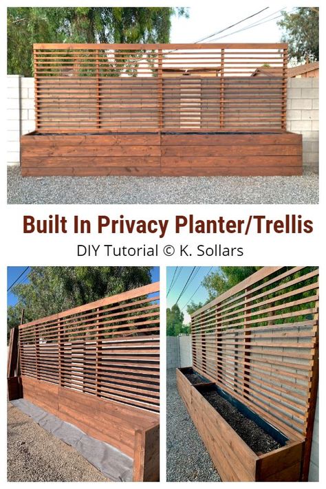 Built In Privacy Planter/Trellis DIY Tutorial - DIY Tutorials | Backyard landscaping designs, Backyard landscaping, Backyard patio designs Trellis Diy, Privacy Planter, Planter Trellis, Apartment Plants, Diy Trellis, Backyard Privacy, Balcony Ideas Apartment, Unique Garden, Backyard Inspo