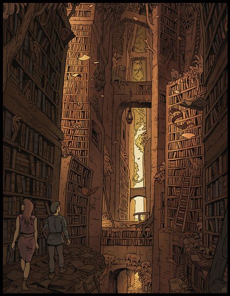 Venmys Pieaug Library by Karbo.deviantart.com on @deviantART Library Environment Concept Art, Grand Library Fantasy Art, Magic Library Illustration, Magic Library Concept Art, Giant Library Aesthetic, Magic Library Art, Library Art Illustration, Fantasy Library Concept Art, Library Concept Design