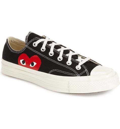 Comme des Garçons PLAY x Converse Chuck Taylor® Hidden Heart Low Top Sneaker (Women) | Nordstrom Converse X Comme Des Garcons, Chucks Style, Play X Converse, Converse Chuck Taylor Low, Converse Play, Comme Des Garcons Converse, Top Sneakers Women, Converse Chuck 70, Comme Des Garcons Play