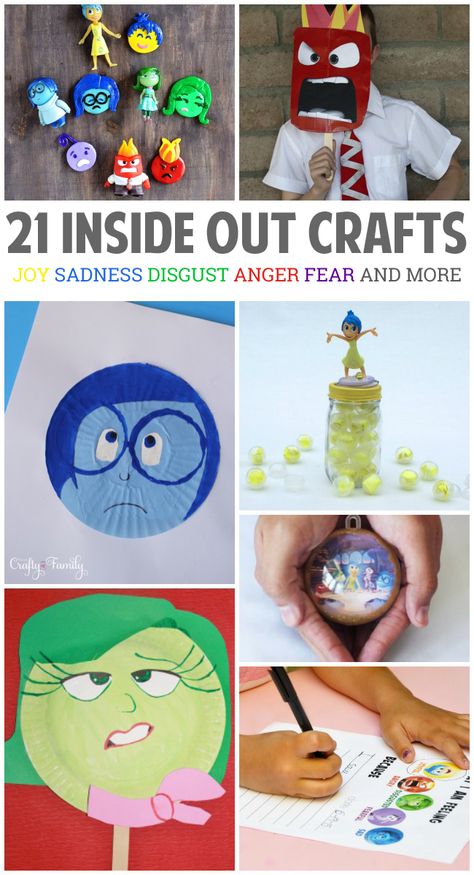 21 Inside Out Crafts & Activities Core Memory Inside Out, Inside Out Crafts, Identifying Feelings, Inside Out Emotions, Movie Inside Out, Disney Activities, Movie Crafts, Therapeutic Activities, Child Therapy