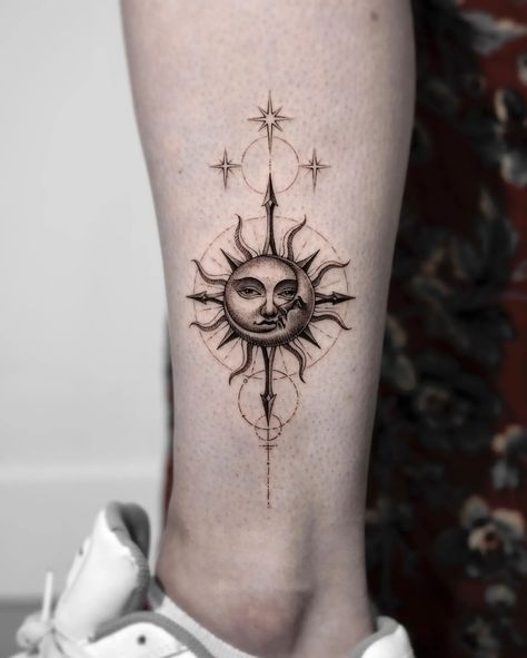 27 Stunning Sun and Moon Tattoo Ideas for Men & Women in 2023 Sun And Moon Tattos, Moon Tattoo Wrist, Calve Tattoo, Celestial Tattoos, Eclipse Tattoo, Sun And Moon Tattoos, Cover Up Tattoos For Men, Luna Tattoo, Moon Sun Tattoo