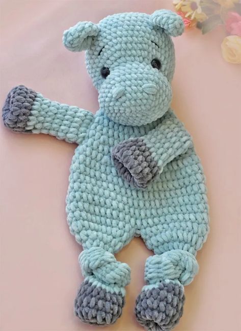 Amigurumi Patterns, Elephant Lovey Crochet, Crochet Baby Lovey, Security Blanket Crochet Pattern, Crochet Lovey Free Pattern, Lovey Baby Blanket, Crochet Baby Projects, Crochet Elephant Pattern, Crochet Hippo