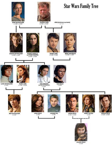 Skywalker family tree.  Source: Club Jade The Skywalker Family, Skywalker Family Tree, Star Wars Family Tree, Star Wars Skywalker, Star Wars Legends, Skywalker Family, Sequel Trilogy, Darth Revan, Star Wars History