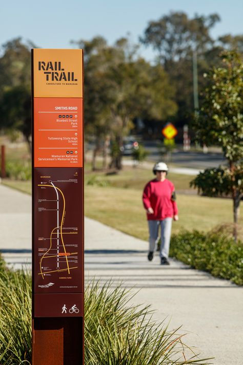 Trail Wayfinding Signage, Park Wayfinding Signage, Wayfinding Signage Design Outdoor, Park Signage Design, Information Signage, Trail Signage, Way Finding Design, School Signage, Signage And Wayfinding