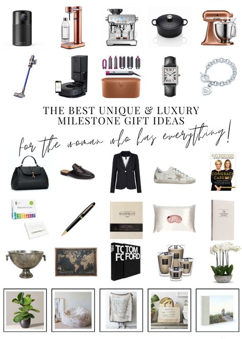 30 Perfect Luxury & Unique Milestone Gift Ideas for the Women who has everything! Milestone gift ideas for even the toughest recipient. Home Decor Gifts. Functional and Practical Luxury Gifts. Gifts to wear. Gifts that are useful. Personalised Gifts. Unique Gifts and more! High End Gifts Women, Nyc Gift Ideas, Luxury Gifts For Women Most Expensive, Luxury Gifts For Mom, Expensive Gifts For Women Luxury, Fashion Gifts Ideas, Luxe Gifts For Women, Luxury Gift Ideas For Women, Practical Gift Ideas For Women