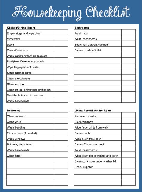 Printable Housekeeping Checklist Template Housekeeping Tips Hotel, Hotel Housekeeping Checklist, Housekeeper Checklist Professional, Hotel Housekeeping Tips, Housekeeping Checklist, House Cleaning List, Housekeeper Checklist, Clean Room Checklist, Spring Cleaning Checklist Printable