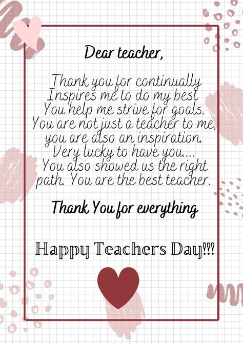 Happy Teacher's Day Wishes Card, Greetings Cards For Teachers, Thank You Wishes For Teacher, Teacher Day Letter, English Teacher Thank You Cards, Greeting Card For Teachers Birthday, Idea Hadiah Hari Guru, Birthday Letter For Teacher, Happy Birthday Cards For Teachers