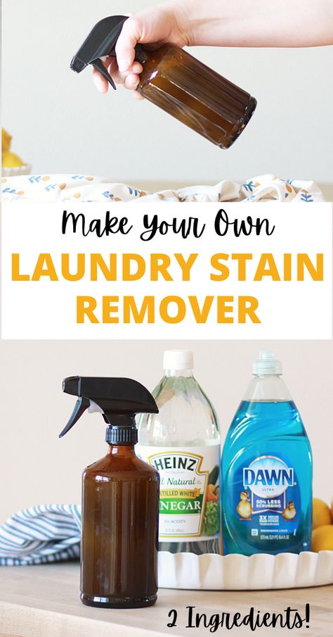 Only vinegar and dawn dish soap to make your own laundry stain remover spray! Never need to buy it from the store again. Works great on mud, grease, food stains and more. #homemade #laundryhacks #laundry #diylife #fromscratch Vinegar Stain Remover, Diy Laundry Stain Remover, Homemade Stain Remover, Vinegar Stain, Homemade Stain Removers, Stain Remover Clothes, Diy Stain Remover, Stain Remover Spray, Laundry Stain Remover