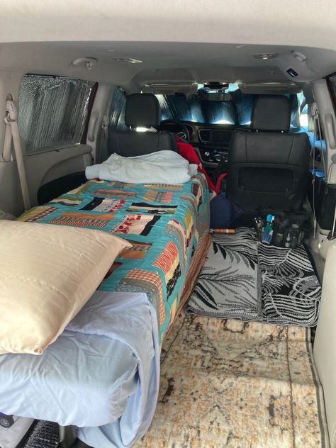 Wife Joins Minivan Camping Adventure Living In Minivan, Minivan Camping Hacks, No Build Minivan Camper, Minivan Living, Mini Van Conversion, Mini Van Camper, Arborvitae Landscaping, Minivan Conversion, Camp Van