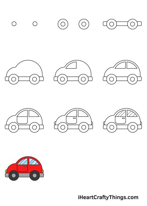 Drawing Car Step By Step, Easy Car Doodle, Car Step By Step Drawing, How To Draw A Car Step By Step Easy, Auto Drawing Easy, Easy Car Drawing Step By Step, Easy Car Drawing For Kids, How To Draw Cars Step By Step, How To Draw A Car Easy