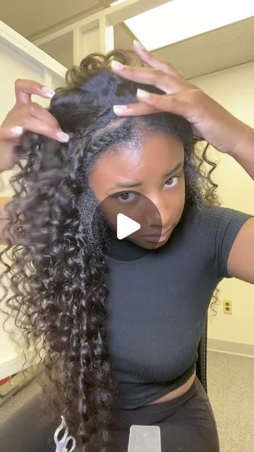 HD lace, 13x6 Half Lace Wig & Bundles on Instagram: "😍Flipped over quick weave using deep wave bundles! Versatile curly hairstyles in summer vibes!🔥  🛒Hair name: “ELF0168” 👉🏾DM for hair link or search name on our bio website  🤑Use $15 OFF Code: “VV15” ✈️Free 24hrs worldwide shipping by DHL or FedEx  👌🏾Pay later with Afterpay PayPal Klarna  —————————————————— 🎀Get your dream hair with our customized wigs and extensions! 🦄Website: www.elfinhair.com . .  . . . . . . #naturalhair  #hairjourney #hairtutorials #explorepage  #satisfyingvideos #blackgirlmagic  #hairstyles #ponytail  #braids#hairextensions#rawhair #blackgirlhairstyles #inspiration  #hairweave #melaninpoppin  #arroganttae #tiktokviral  #naturalhairstyles #ponytailslayer #transformation #straighthair #edges #trendinghair #q Hairstyles With Wet And Wavy Hair, Deep Wave Bundles Sew Ins, Curly Have Up Half Down Weave, Curly Quick Weave Flip Over, Deep Wave With Leave Out, Half Up Half Down Deep Wave Hair, Deep Wave Closure Sew Ins, Half Up Half Down Deep Wave Sew In, Black Hairstyles Quick Weave