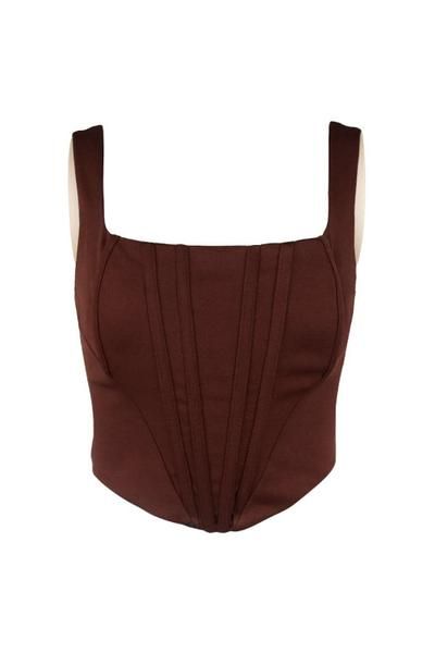 Bodice Top Corsets, Corset Top Dark Academia, Modest Corset Top, Dark Academia Corset, Simple Corset Top, Earthy Tops, Cute Corset Tops, Brown Corset Outfit, Tank Top Corset