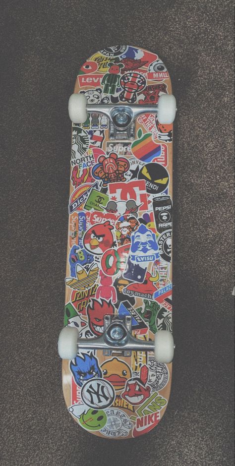 My new board Stickers On Skateboard, Skateboard With Stickers, Skate Board Stickers, Diego Alvarez, Skateboarding Quotes, Sk8 Board, Painted Skateboard, Skateboarding Aesthetic, Skate Vibes