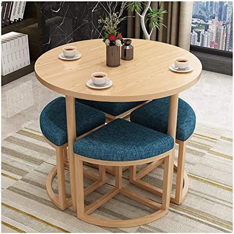 Wooden Round Dining Table, Bedroom Display, Space Saving Dining Table, Round Wooden Dining Table, Coffee Table With Chairs, Restaurant Tables And Chairs, New Classic Furniture, Table And Chair Set, Study Bedroom