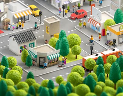 Low Poly City, Cube World, 3d City, Paper City, Isometric Art, City Model, Isometric Design, Isometric Illustration, Low Poly Art