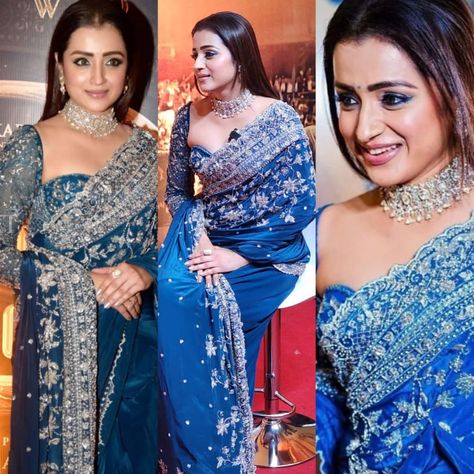 Trisha looks gorgeous in a blue saree at PS2 (Ponniyin selvan 2) audio launch event! Trisha In Blue Saree, Trisha Blue Saree, Ponniyin Selvan 2 Trisha, Trisha Ps2, Trisha Saree, Ponniyin Selvan, Sarees For Girls, Trisha Krishnan, Saree Wearing