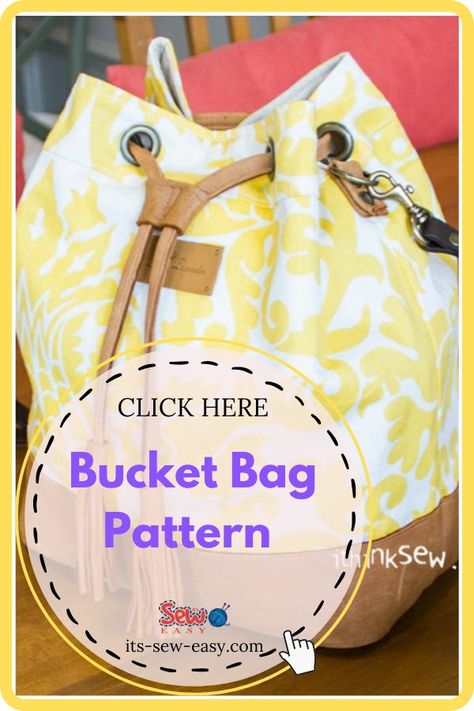 Sew Bucket Bag Free Pattern, Couture, Tela, Sail Cloth Bags Diy, Bucket Purse Pattern, Diy Bucket Bag How To Make, Bucket Bag Sewing Pattern Free, Free Bucket Bag Pattern, Free Bucket Bag Sewing Pattern