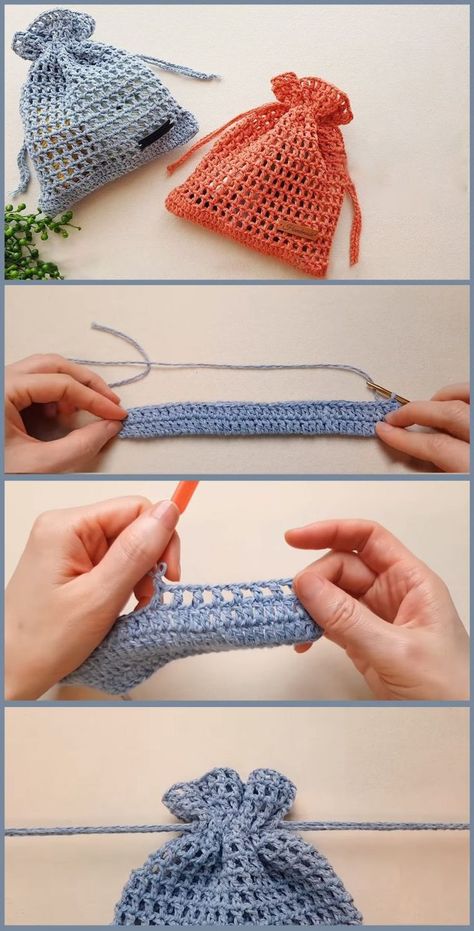 Cute Crochet Bag Easy, How To Make A Net Bag, How To Net Crochet, Crochet Net Bag Tutorial, Crochet Sachet Bags Free Pattern, Crochet Craft Sale Items, Beginner Crochet Gifts, Crochet Net Bag Pattern Free, Easy Summer Crochet Projects